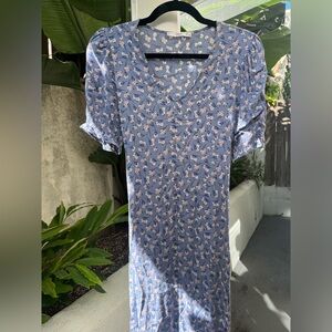 Blue floral midi dress